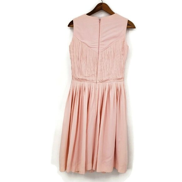 Vintage Pleated Pink Dress Womens M/L? Sleeveless Custom Made - Picture 3 of 3